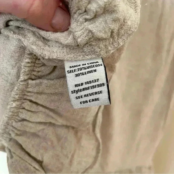 Hyfve Beige Ivory Oatmeal Linen Blend Ruffle Sleeveless Babydoll Top Size Medium - Picture 4 of 4